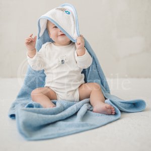 Children's hooded towel 90x90 (blue)